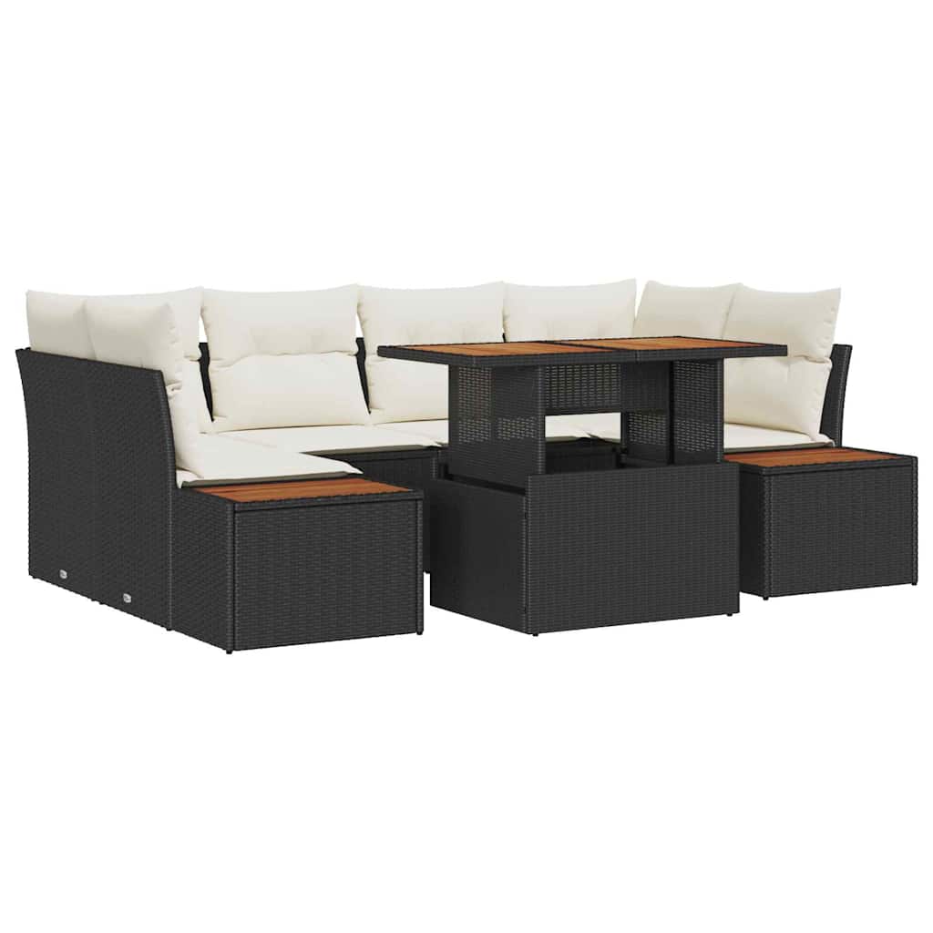 Set da Pranzo per Giardino con cuscino 9 pcs Nero e Beige | homemem39