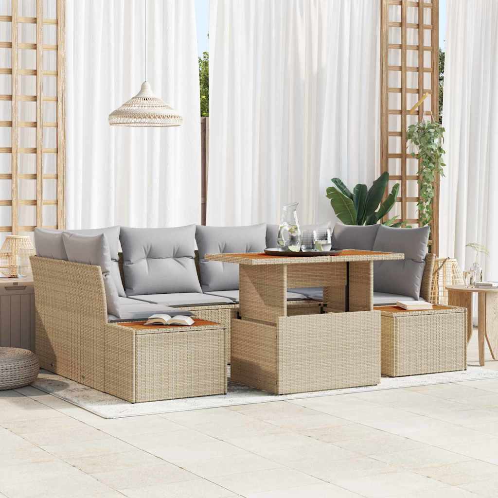 Set da Pranzo per Giardino con cuscino 9 pcs Beige e grigio | homemem39