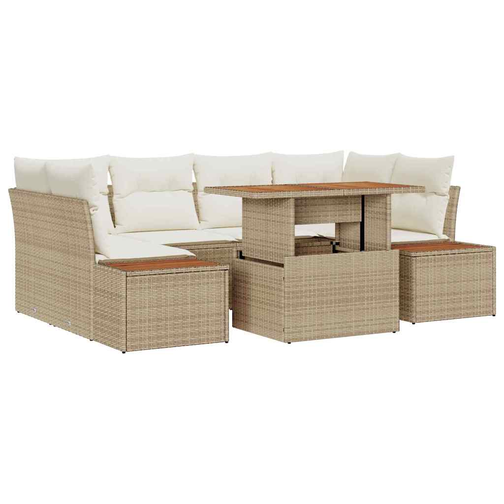 Set Divano da Giardino 9 pz Beige e Crema