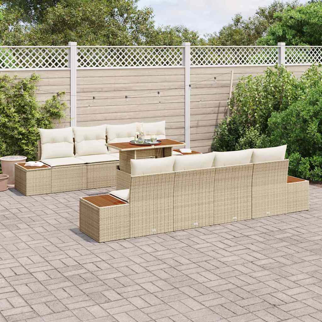 Set da Pranzo per Giardino con cuscino 9 pcs Beige e Crema | homemem39