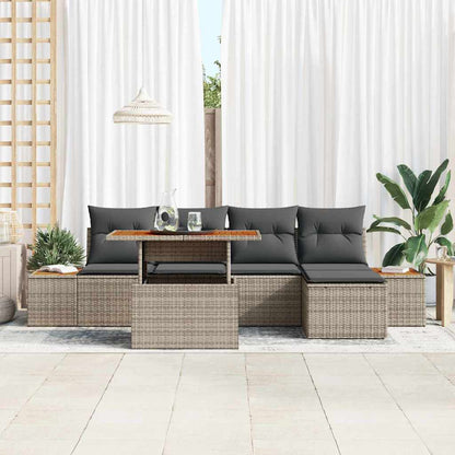 Set da Pranzo per Giardino con cuscino 6 pcs Grigio e Marrone | homemem39