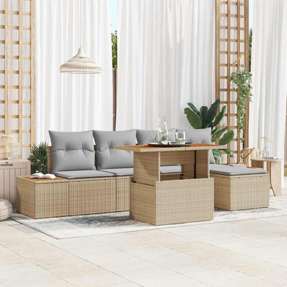 Set da Pranzo per Giardino con cuscino 6 pcs Beige e grigio | homemem39