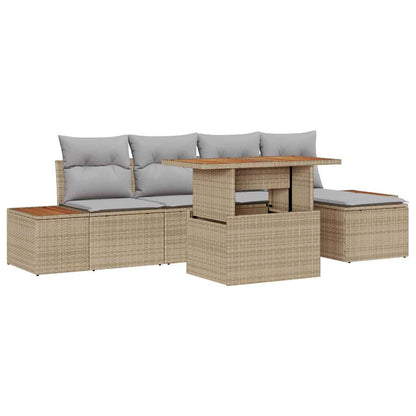 Set da Pranzo per Giardino con cuscino 6 pcs Beige e grigio | homemem39