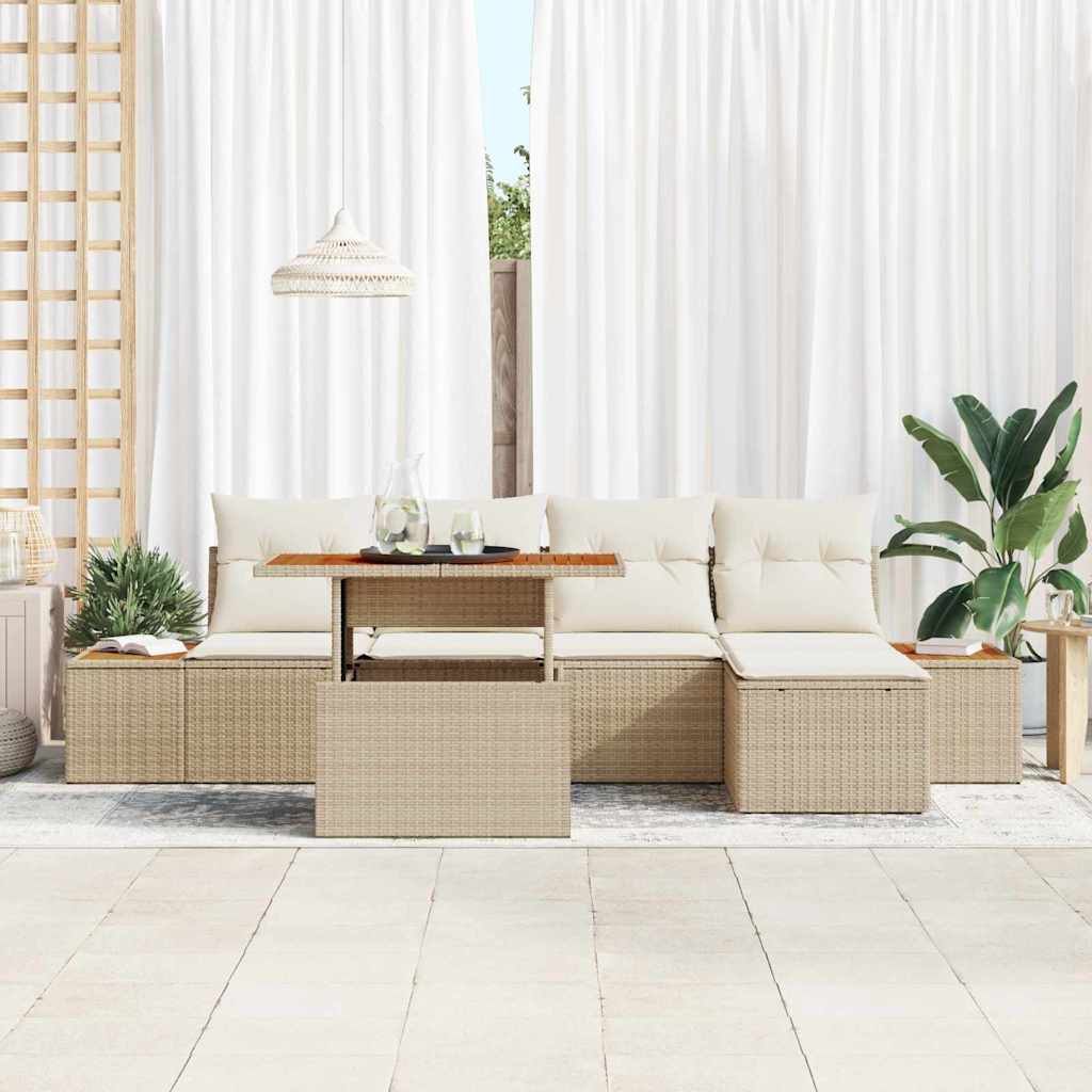 Set Divano da Giardino 6 pz Beige e Crema | homemem39