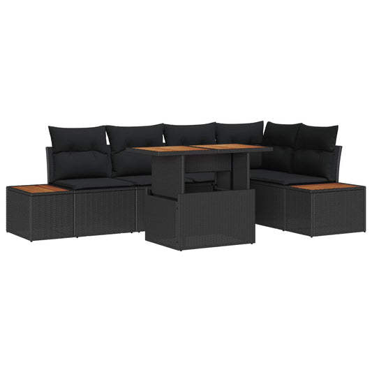 Set Divano da Giardino 6 pz Nero polyrattan