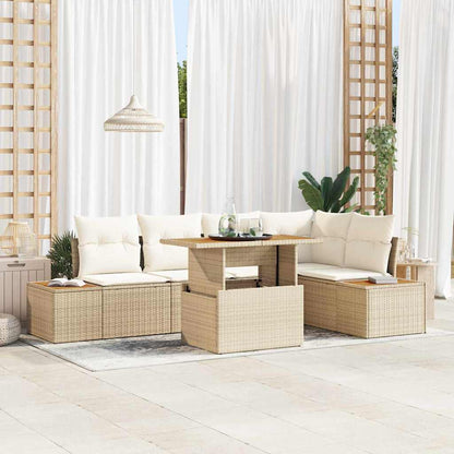Set da Pranzo per Giardino con cuscino 6 pcs Beige
