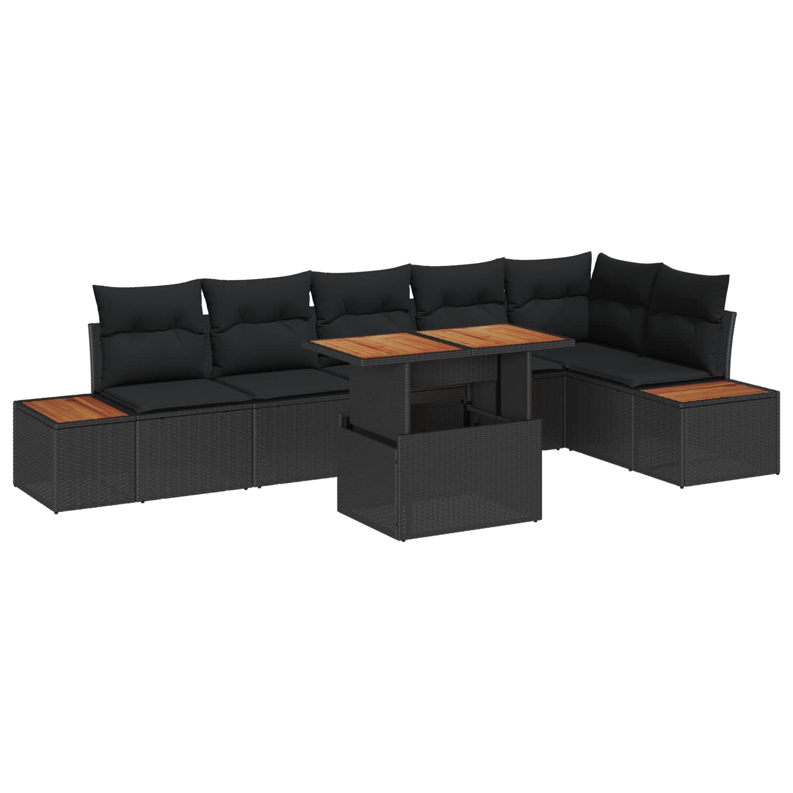 Set da Pranzo per Giardino con cuscino 7 pcs Nero e Marrone | homemem39