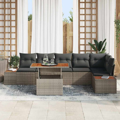 Set da Pranzo per Giardino con cuscino 7 pcs Grigio e Marrone | homemem39