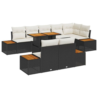 Set da Pranzo per Giardino con cuscino 9 pcs Nero e Beige | homemem39
