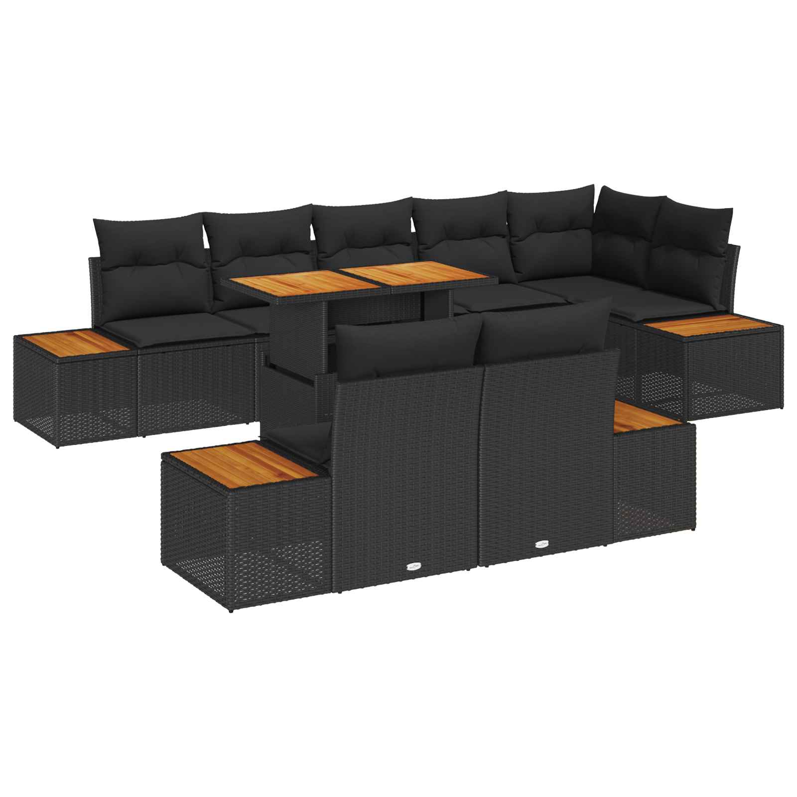 Set da Pranzo per Giardino con cuscino 9 pcs Nero e Marrone | homemem39