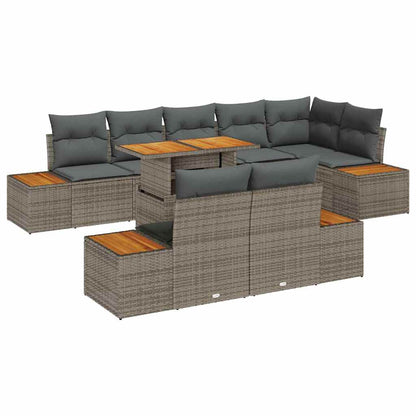 Set da Pranzo per Giardino con cuscino 9 pcs Grigio e Marrone | homemem39