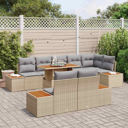Set da Pranzo per Giardino con cuscino 9 pcs Beige e grigio | homemem39