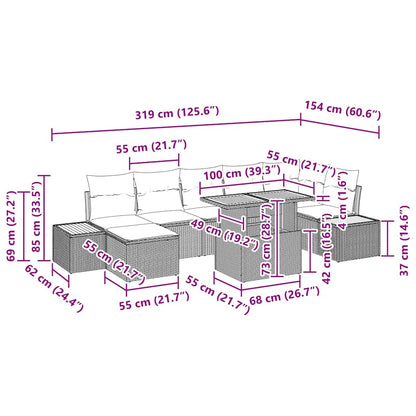 Set da Pranzo per Giardino con cuscino 8 pcs Grigio e Marrone | homemem39