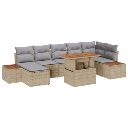 Set da Pranzo per Giardino con cuscino 8 pcs Beige e grigio | homemem39