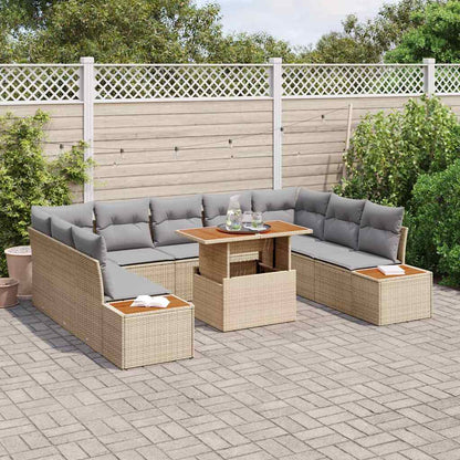 Set da Pranzo per Giardino con cuscino 10 pcs Beige e grigio | homemem39