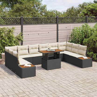 Set da Pranzo per Giardino con cuscino 11 pcs Nero e Beige | homemem39