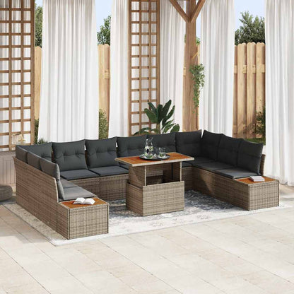 Set da Pranzo per Giardino con cuscino 11 pcs Grigio e Marrone | homemem39