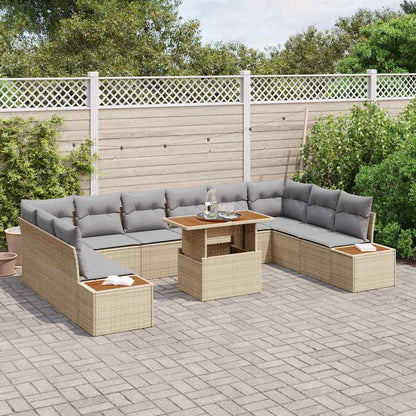 Set da Pranzo per Giardino con cuscino 11 pcs Beige e grigio | homemem39