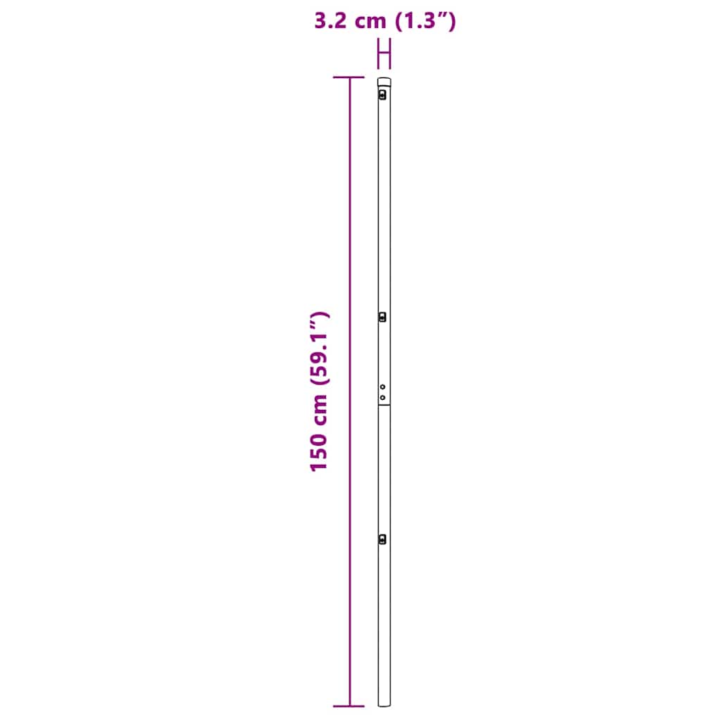 Palo della recinzione 52 pcs Grigio 3,2 x 3,2 x 150 cm | homemem39