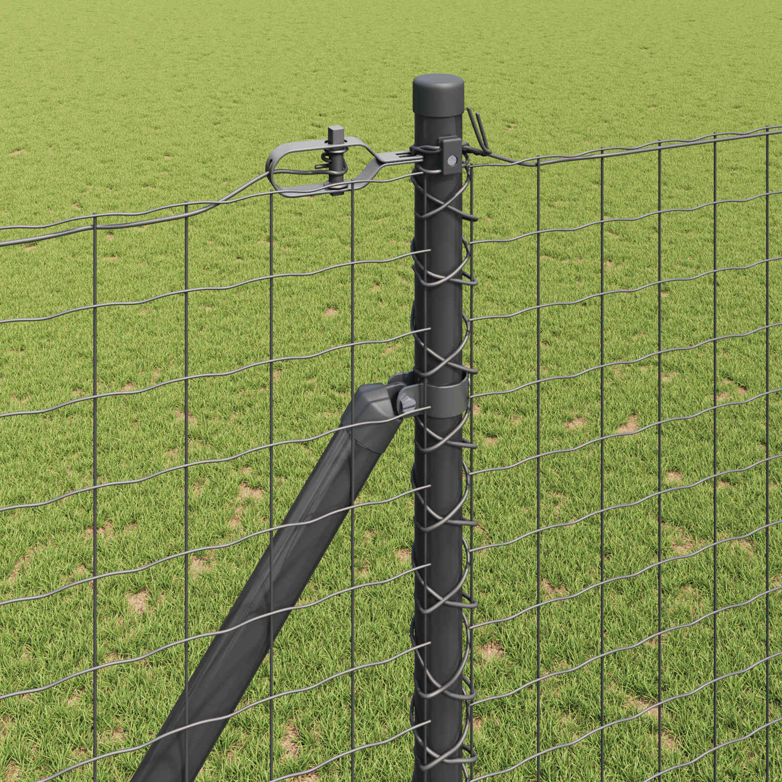 Palo da recinzione con picchetto a terra 26 pz Grigio | homemem39