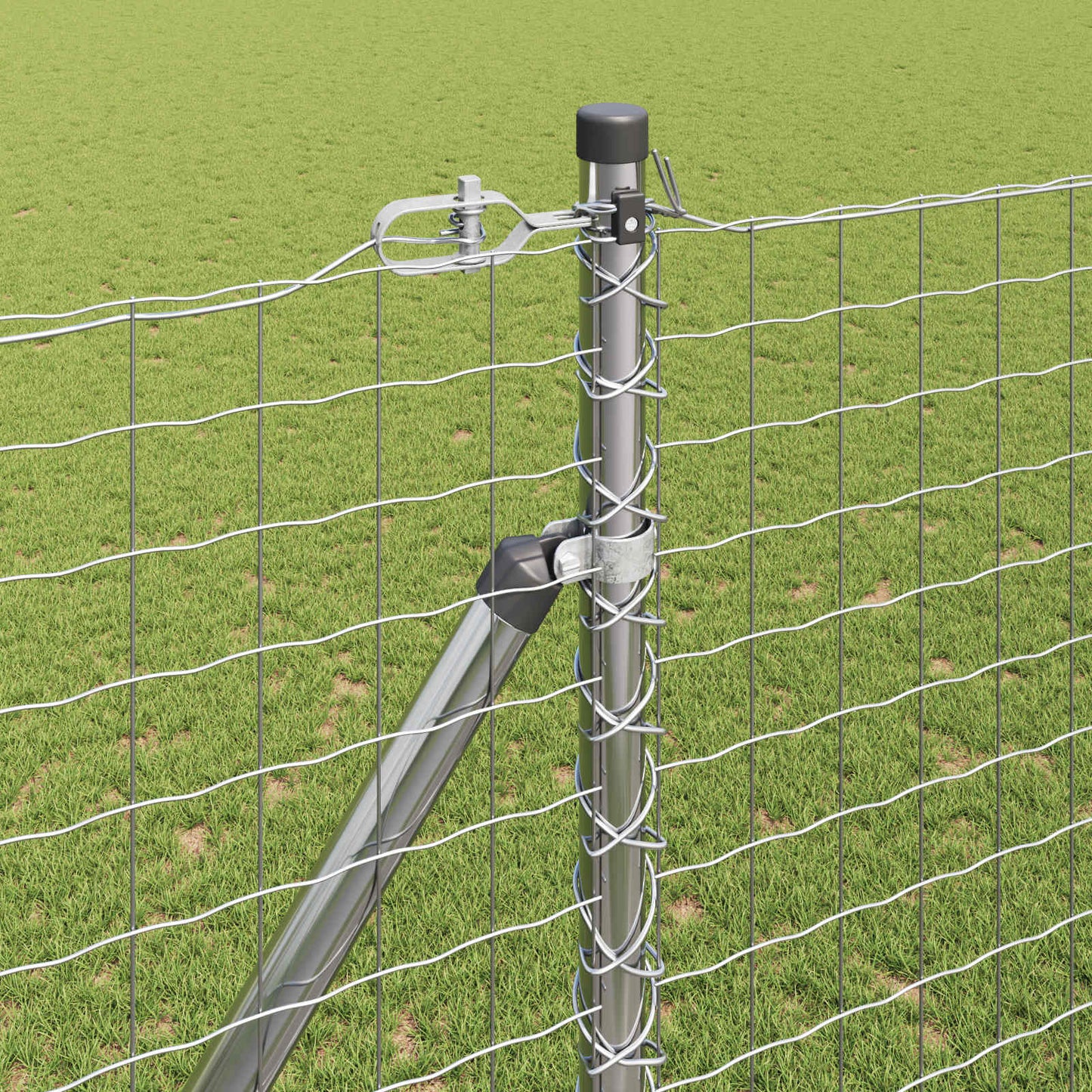 Palo da recinzione con picchetto a terra 52 pz Argento | homemem39