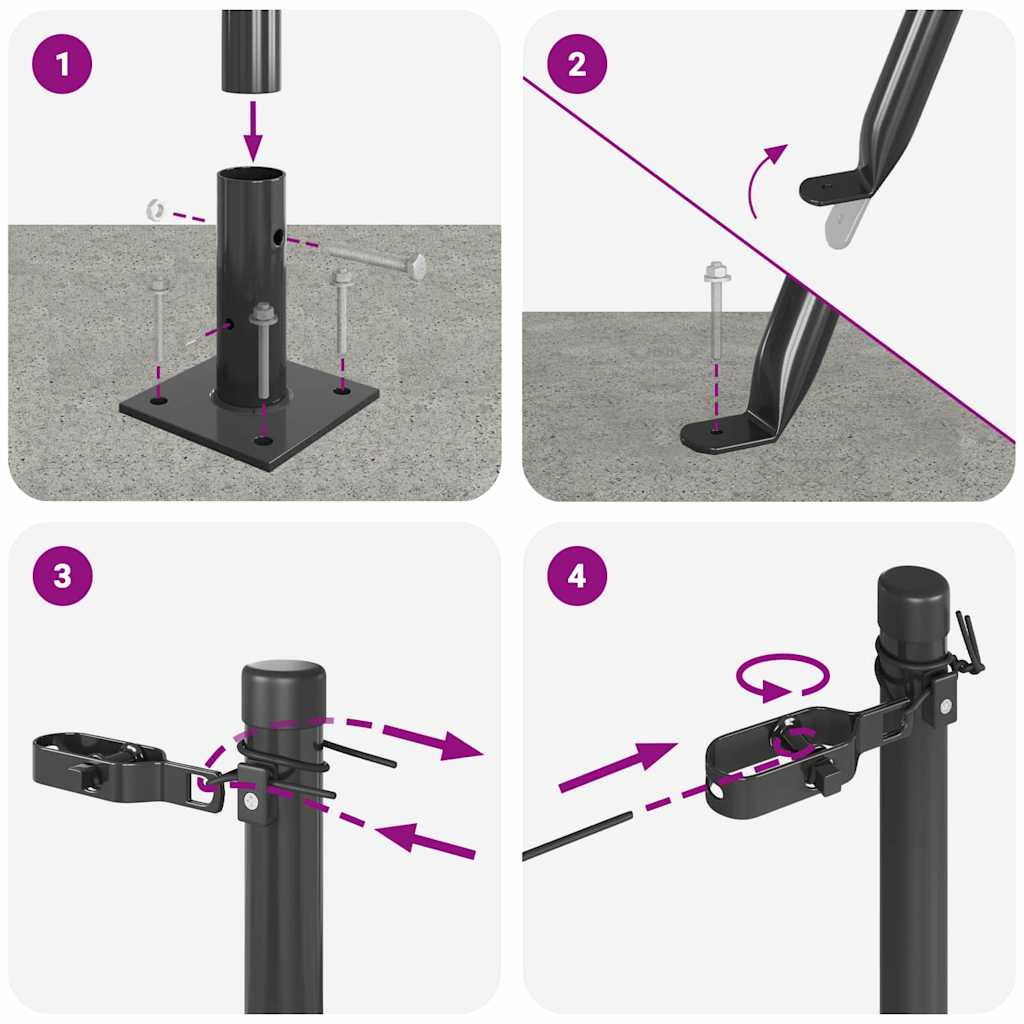 Palo per recinzione con base in cemento 26 pz Grigio | homemem39