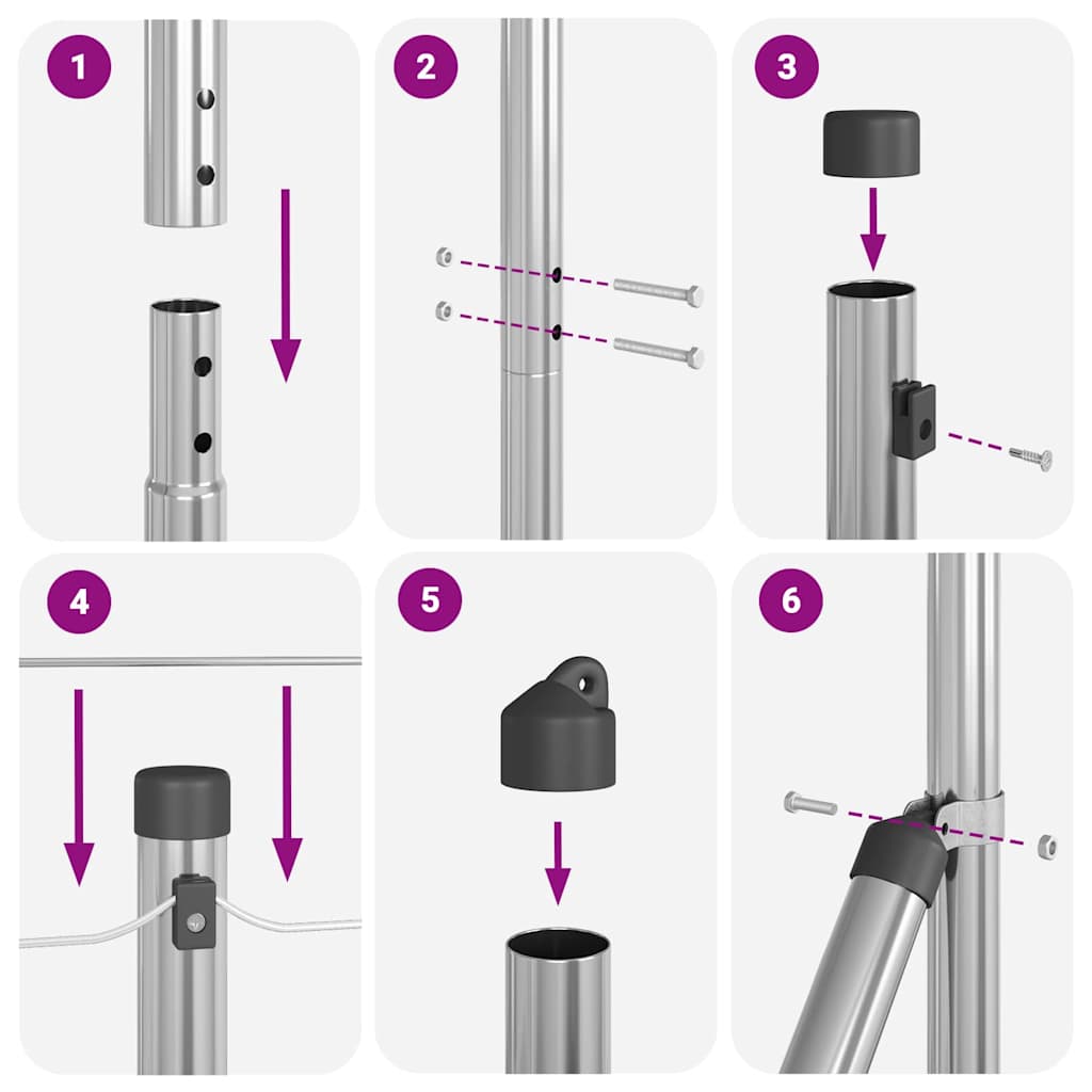 Palo per recinzione con base in cemento 52 pz Argento | homemem39