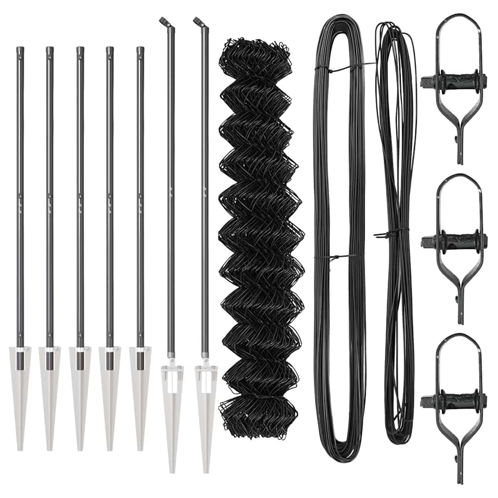 Recinzione a maglie con posti Grigio 1.4 x 10 m Acciaio