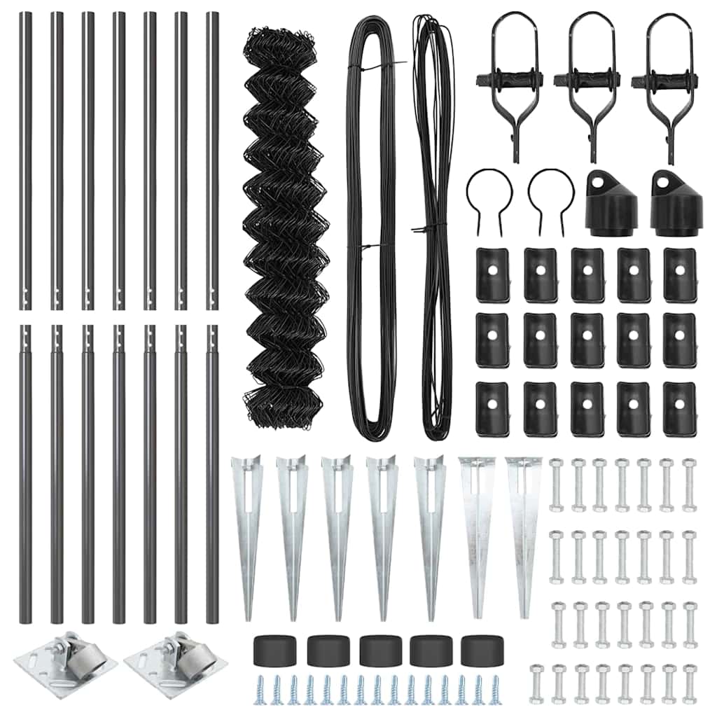 Recinzione a maglie con posti Grigio 1.4 x 10 m Acciaio