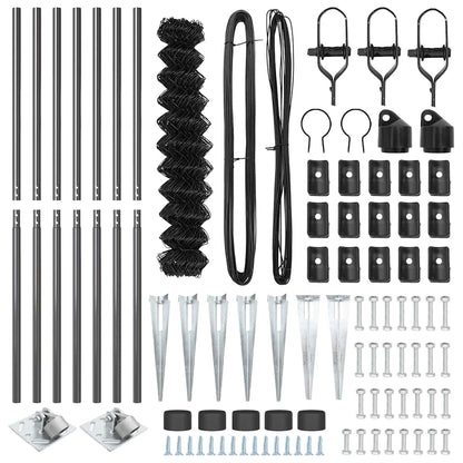 Recinzione a maglie con posti Grigio 1.4 x 10 m Acciaio