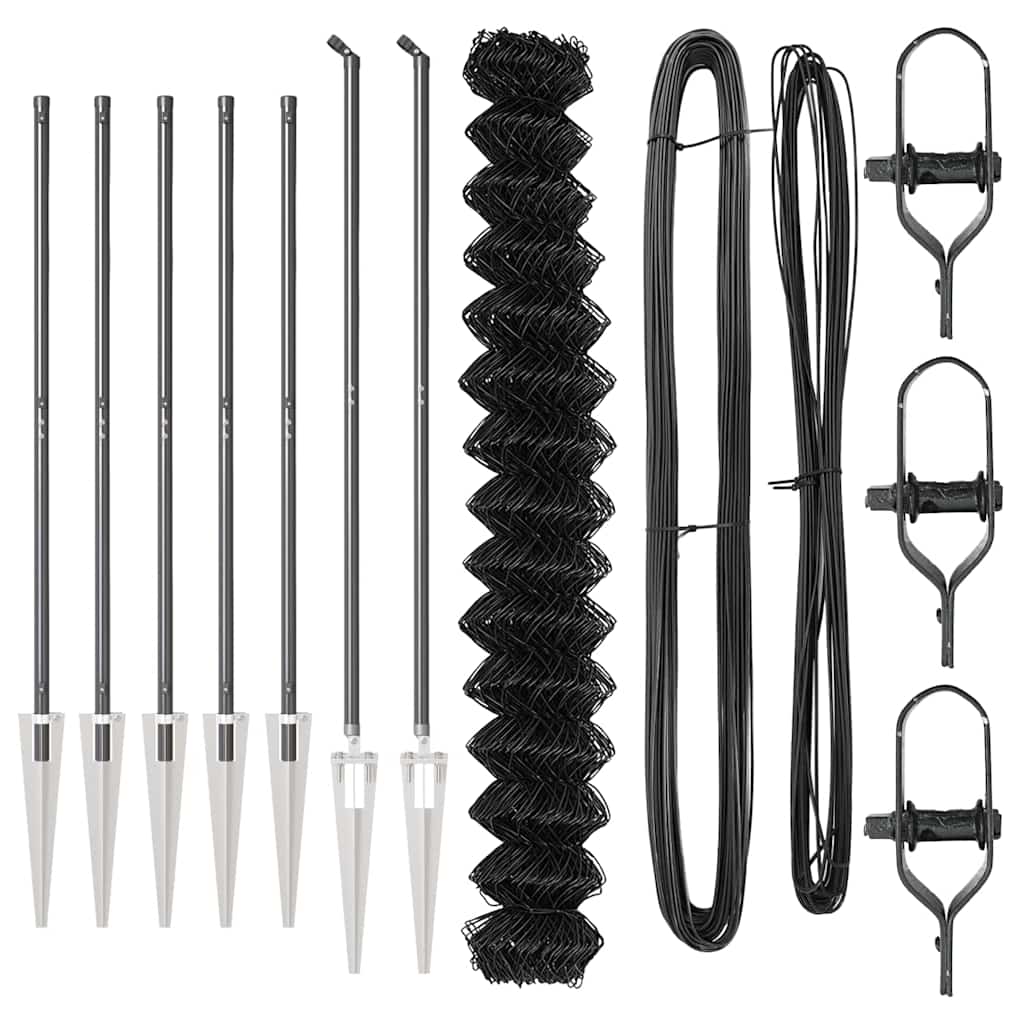 Recinzione a maglie con posti Grigio 1.6 x 10 m Acciaio