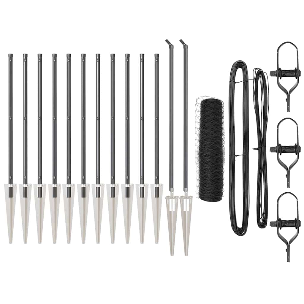 Recinzione a maglie con posti Grigio 1 x 25 m Acciaio