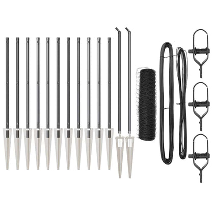 Recinzione a maglie con posti Grigio 1 x 25 m Acciaio