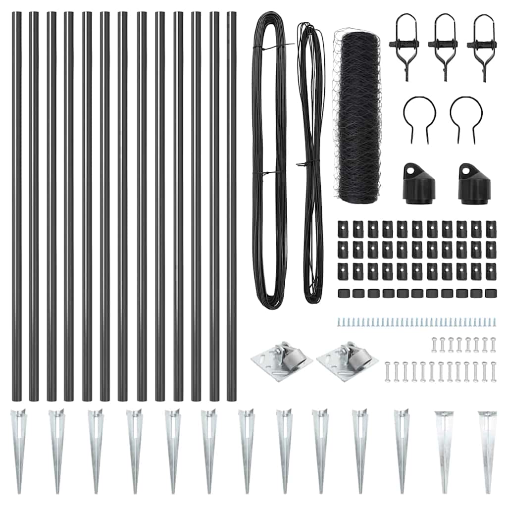 Recinzione a maglie con posti Grigio 1 x 25 m Acciaio