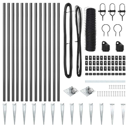 Recinzione a maglie con posti Grigio 1 x 25 m Acciaio