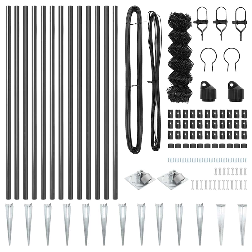 Recinzione a maglie con posti Grigio 0.6 x 25 m Acciaio