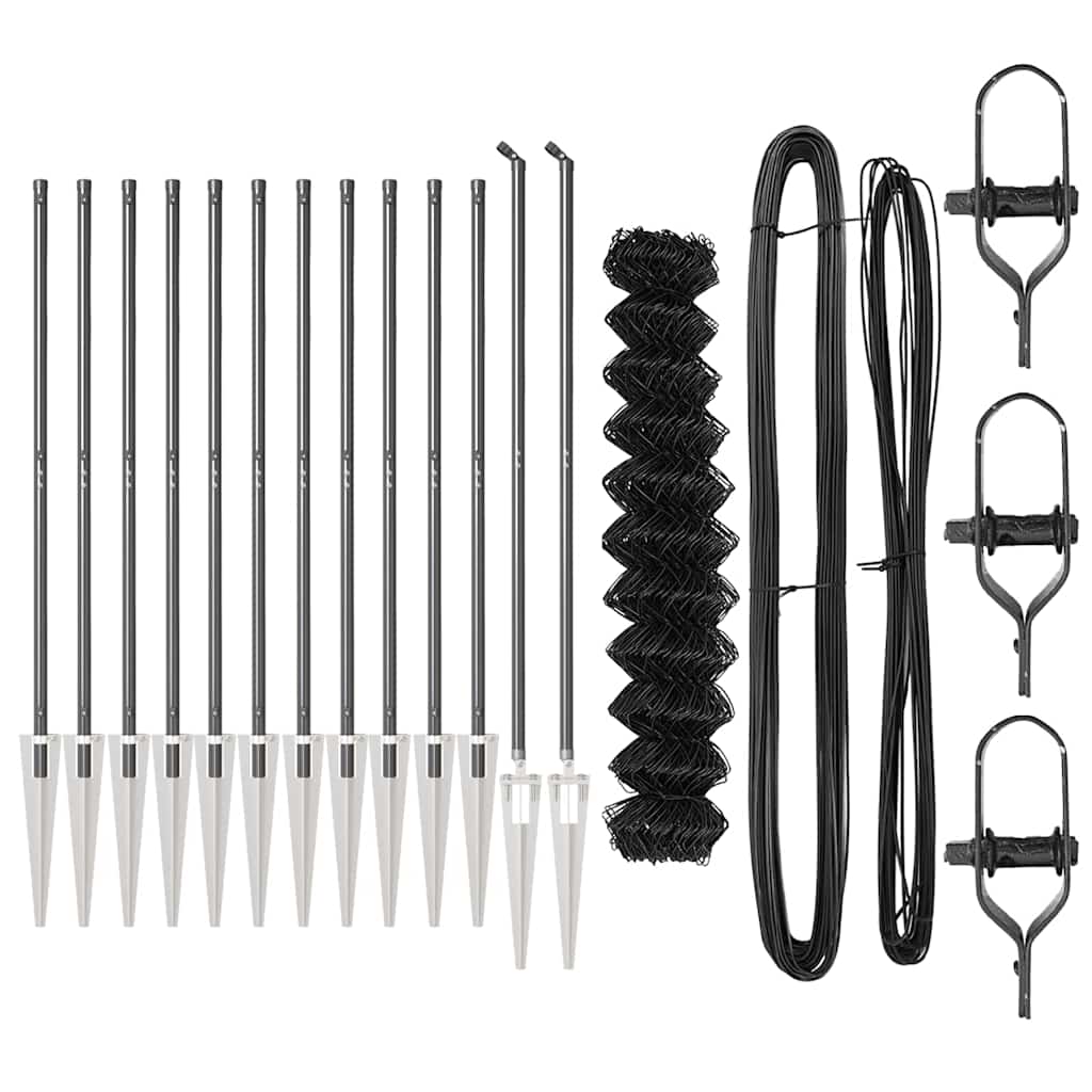 Recinzione a maglie con posti Grigio 1.4 x 25 m Acciaio