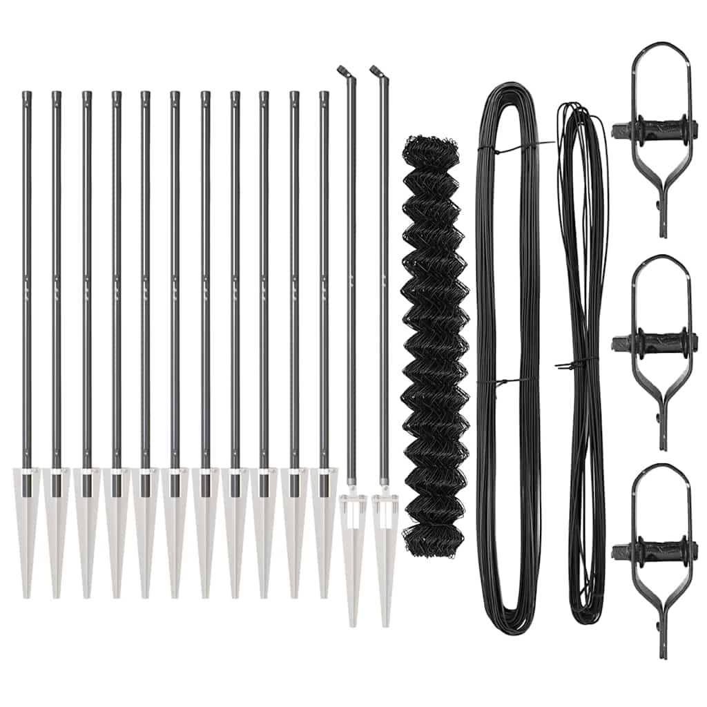 Recinzione a maglie con posti Grigio 1.6 x 25 m Acciaio