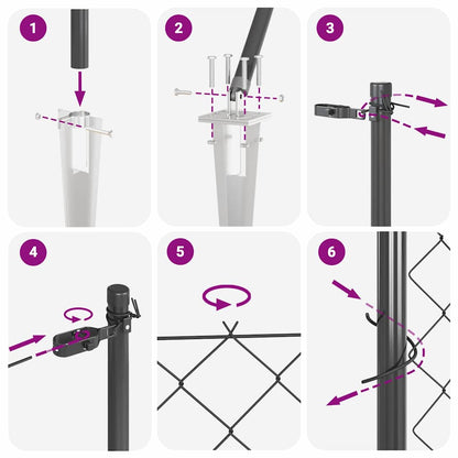 Recinzione a maglie con posti Grigio 1.6 x 25 m Acciaio