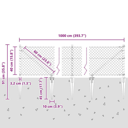 Recinzione a maglie con posti Argento 0.4 x 10 m Acciaio