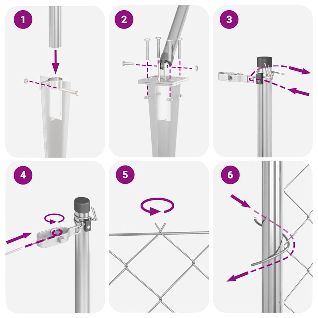 Recinzione a maglie con posti Argento 0.6 x 10 m Acciaio