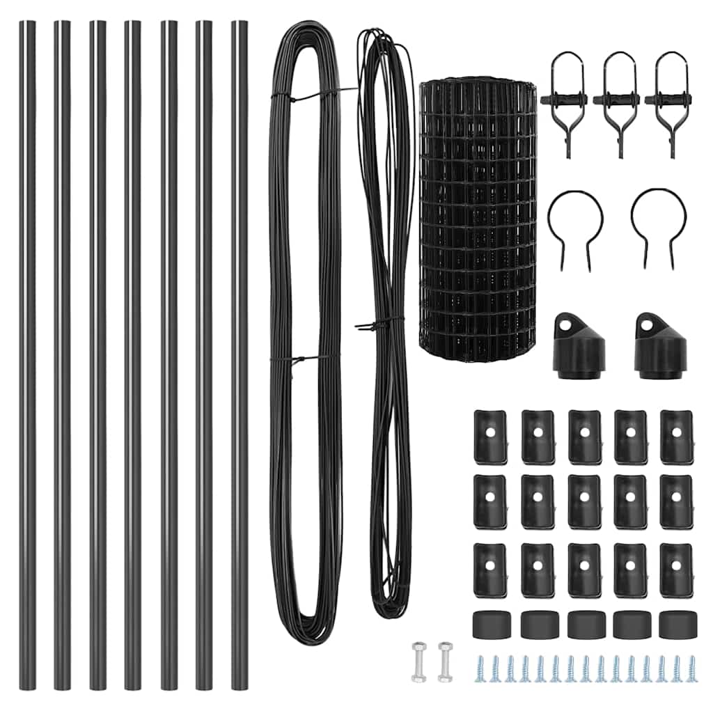 Recinzione con Posto Grigio 0,6 x 10 m Acciaio e PVC