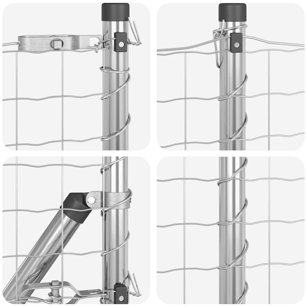 Recinzione con Posto Argento 0,6 x 25 m Acciaio e PVC