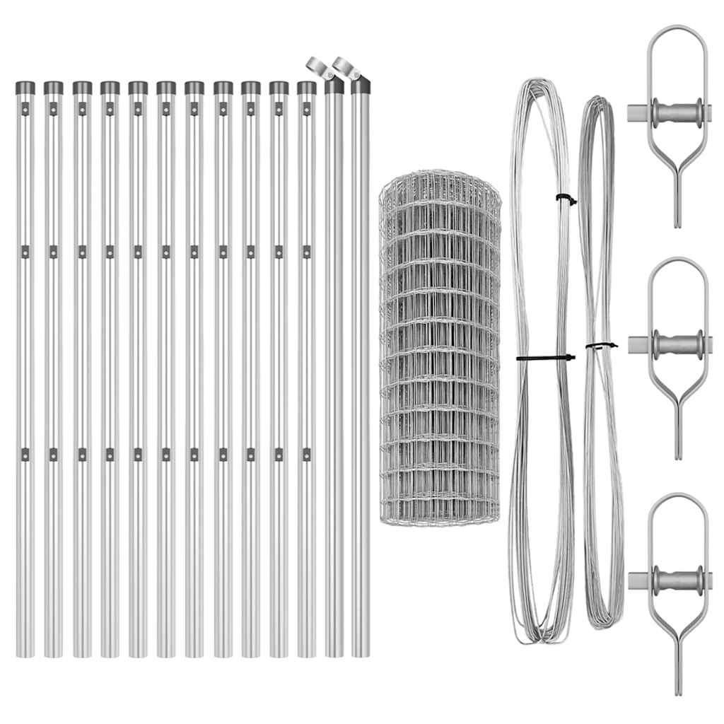 Recinzione con Posto Argento 0,6 x 25 m Acciaio e PVC