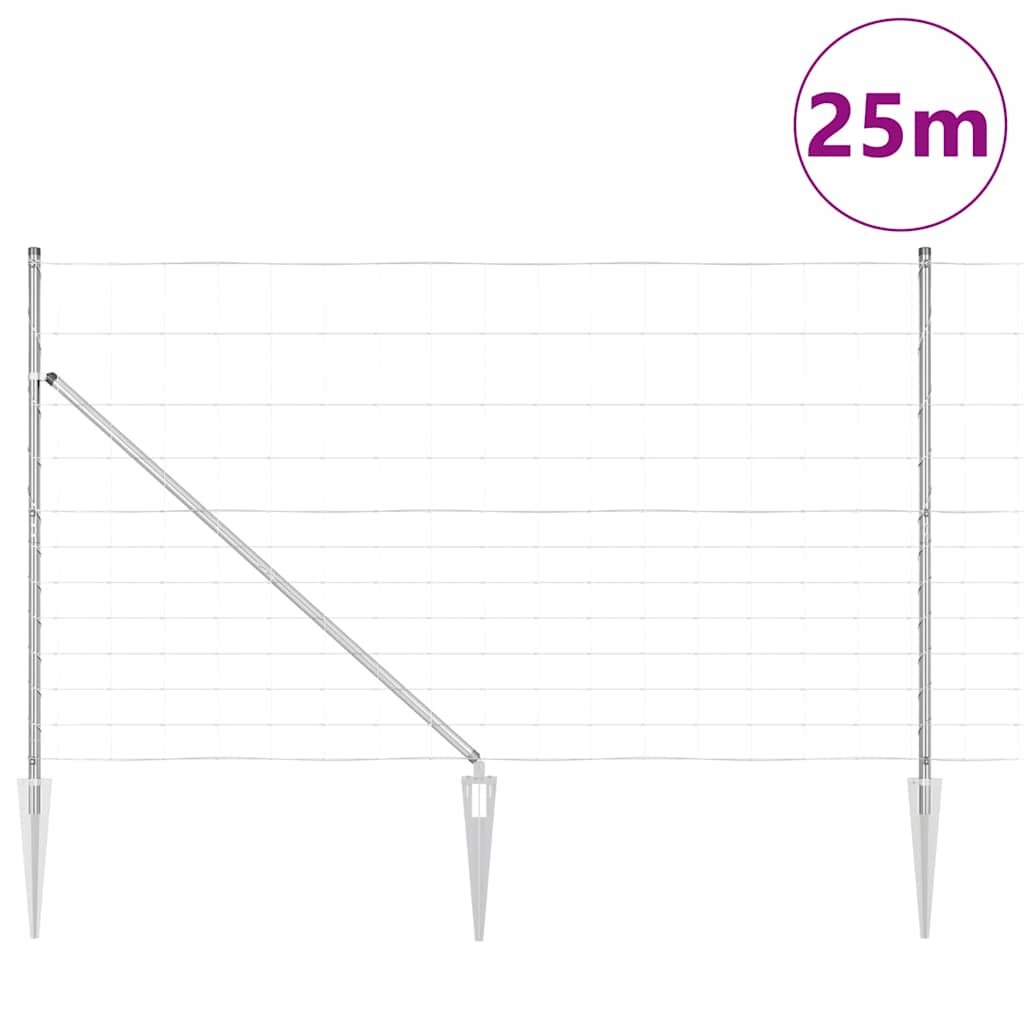 Palo della recinzione Zincato 25 x 1,4 m Acciaio | homemem39