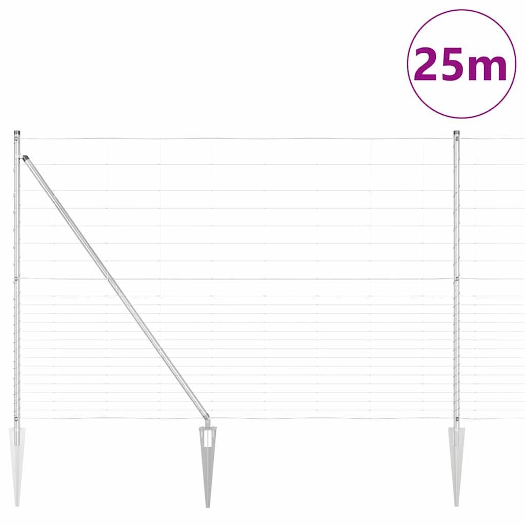 Palo della recinzione Zincato 25 x 1,6 m Acciaio | homemem39