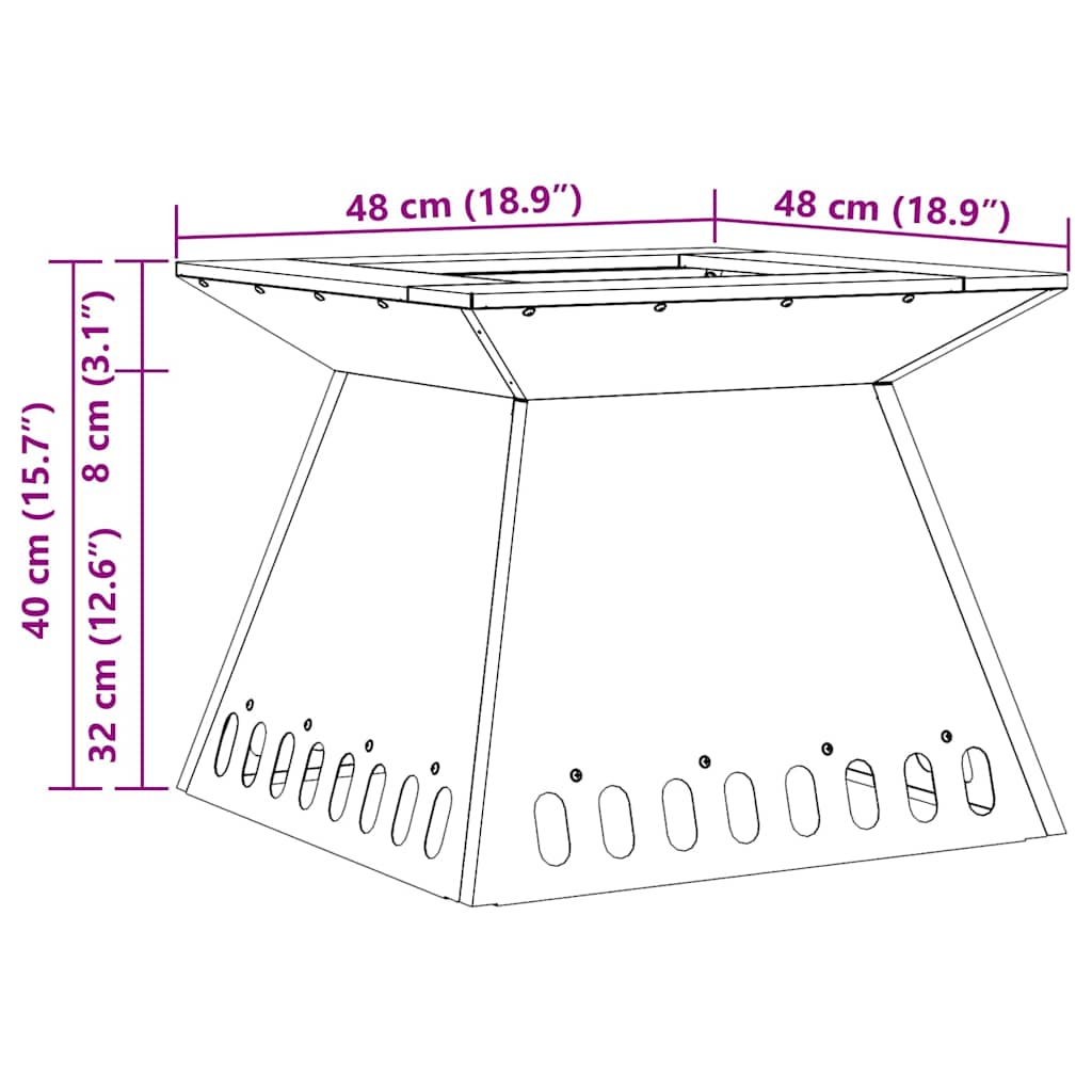 Focolare Nero 48 x 48 x 40 cm Acciaio