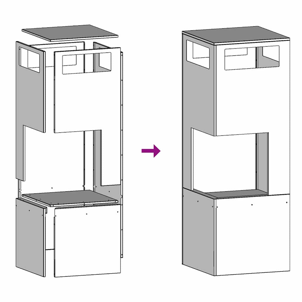 Focolare Nero 35 x 35 x 100 cm Acciaio