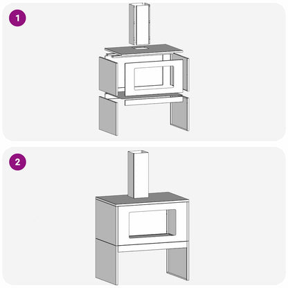 Focolare Nero 60 x 40 x 96 cm Acciaio