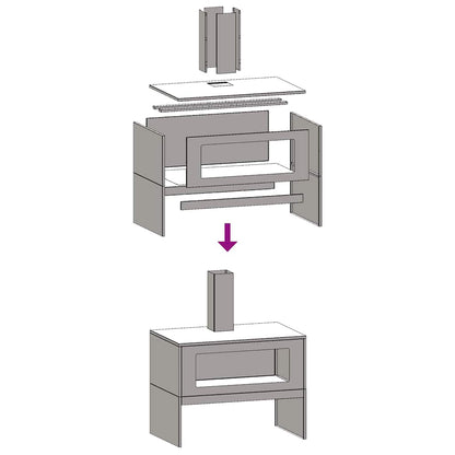 Focolare Nero 80 x 50 x 96 cm Acciaio laminato a freddo